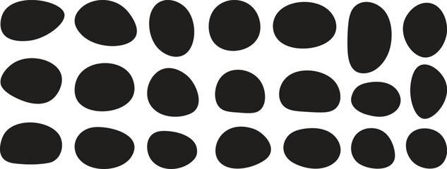 Hand drawn round outline frames with different outline thickness. Set of oval, round frames of different sizes and shapes. Black uneven circles drawn 