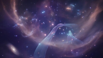 Cosmic Nebula Space Scene with Stars and Galactic Energy Clouds