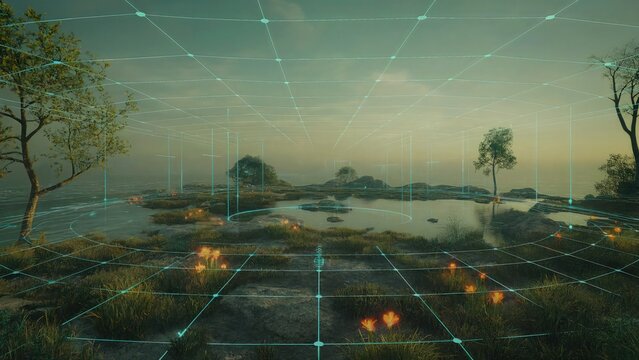 Digital Environmental Landscape with Nature Grid Mapping and Virtual Simulation