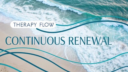 Abstract concept of therapy flow with ocean waves symbolizing continuous renewal and emotional healing near coastal beach scene