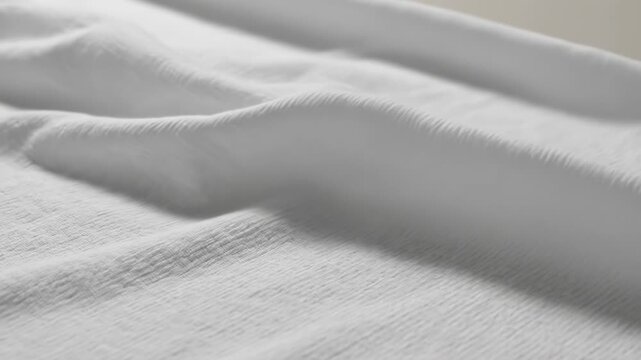 Seamless loop of soft white cotton textile texture slowly rippling and stretching against a neutral light background abstract, design element, pattern