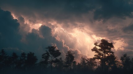Fototapeta premium Stormy clouds lightning