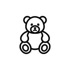Fototapeta premium Cute teddy bear plush toy stuffed animal cuddly bear outline drawing vector illustration icon design graphic 100