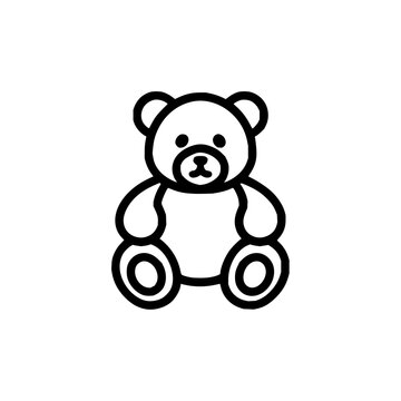 Cute teddy bear plush toy stuffed animal cuddly bear outline drawing vector illustration icon design graphic 100