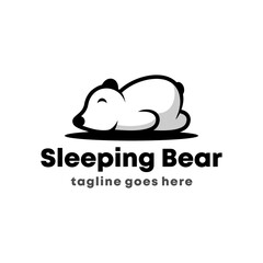 Sleeping bear logo design template. Cute bear logo concept. Vector illustration. cartoon vector flat color