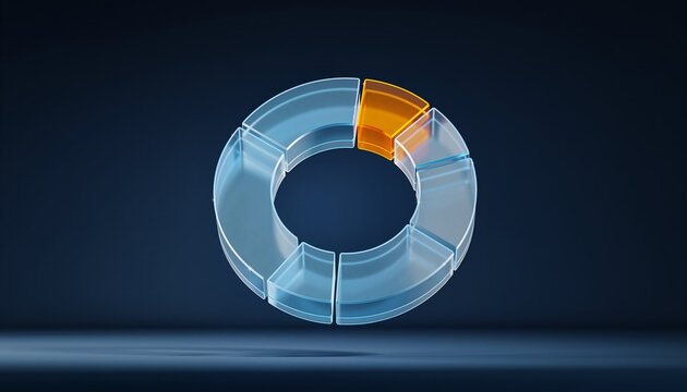 Minimalist 3D Glass Donut Chart with Highlight