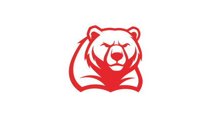 Bold red bear logo illustration on white background for branding design