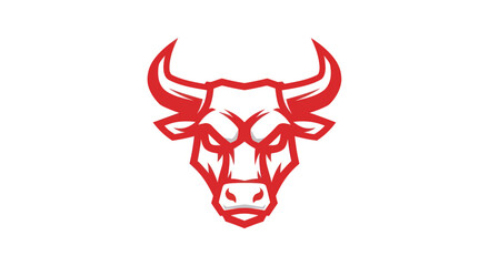Bold red bull head vector graphic on white background illustration