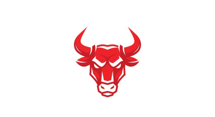 Bold red bull head emblem against white background for graphic design
