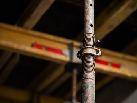 Adjustable construction prop at building site