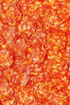 Sliced pepperoni salami