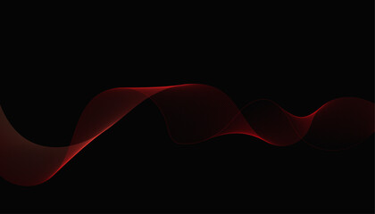 Red Wave Line Abstract on Black Background
