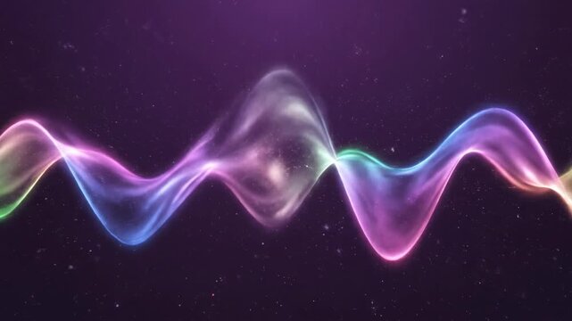 Seamless loop of vibrant neon plasma moving across a deep violet background in a smooth, continuous wave pattern glow, aurora, technology