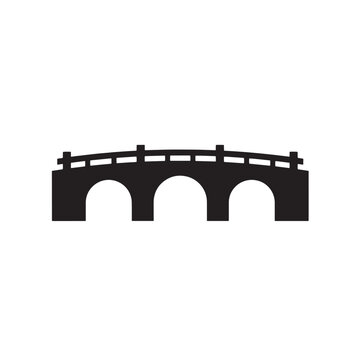 Simple Black and White Bridge Silhouette Design Decorative Modern Architectural Icon Vector Illustration Graphic Art