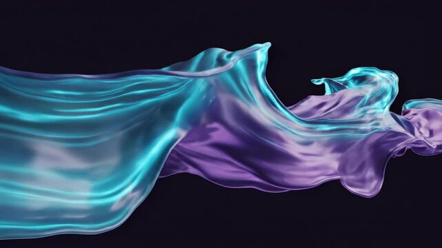 Seamless loop of vibrant purple and teal liquid gradients slowly morphing and flowing like cosmic energy waves motion, colorful, subtle