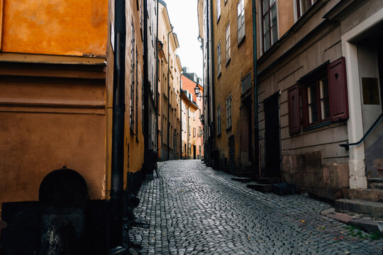 Street in Gamla Stan with colourful buildings