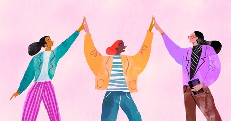 women clapping hands with each other