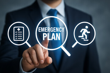 Concept of emergency response plan. Learn and prepare in emergency situation. Emergency Preparedness Training.new
