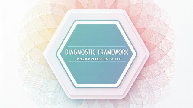 Abstract geometric design with diagnostic framework concept emphasizing precision and safety in modern technology applications