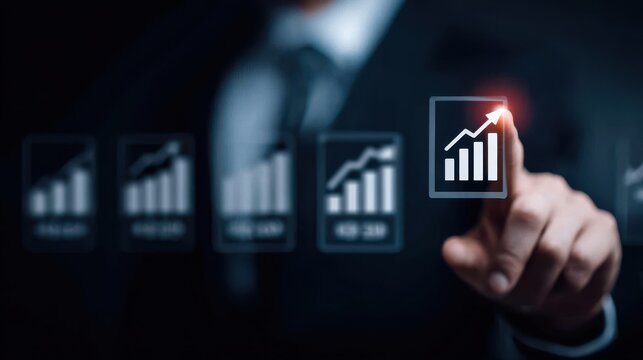 A forward data center where procurement follows strategy with a digital chart marking future priorities shaped by performance measures turning each statistic into success