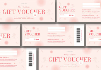 Gift Certificate, Voucher & Coupon Template for Festive Holiday Marketing with Red Background