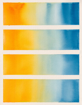 Watercolor Gradient Stripes in Orange Yellow and Blue