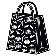 A black silhouette of a trick-or-treat bag