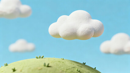 Cute 3D clay style clouds and sky background