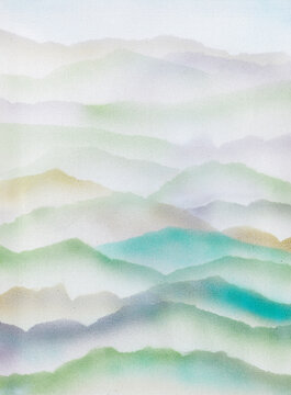 Misty Mountain Range Abstract Acrylic Canvas Art