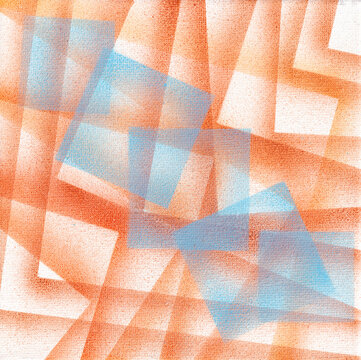 Dynamic Abstract Acrylic Composition in Orange and Blue