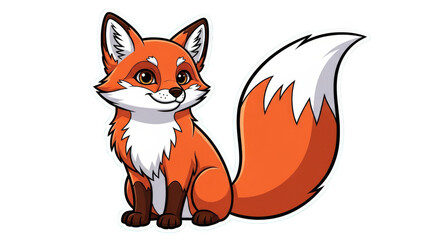 Obraz premium Cute cartoon fox with big tail