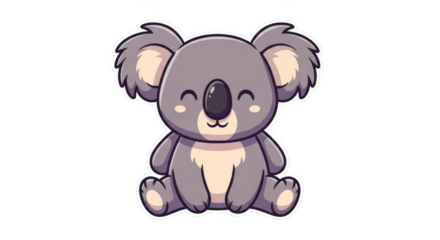Cute koala smiling on black background