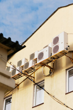 AC Units Installed on Building Exterior in Clear Weather