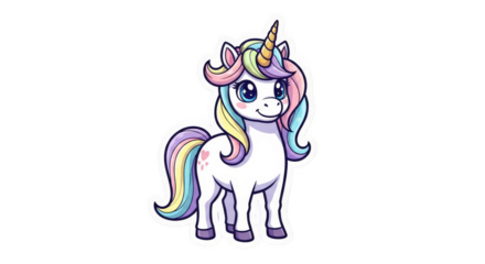 Enchanting cartoon unicorn with pastel mane