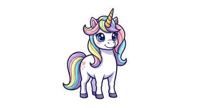 Enchanting cartoon unicorn with pastel mane