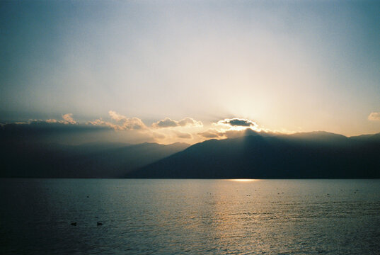 A sunset view next to lake Erhai in Yunan China