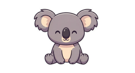 Naklejka premium Smiling Koala Character on Black Backdrop