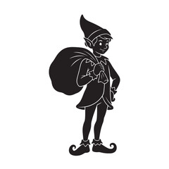 Christmas Elf Carrying a Sack of Toys Vector