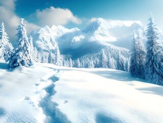 Winter wonderland Christmas poster with icy blues and snowscapes for events.