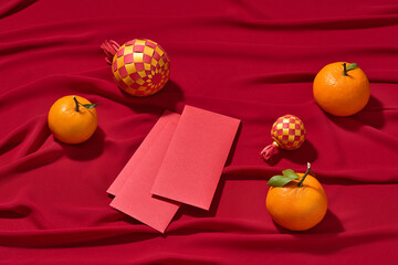 A vibrant still life captures the essence of Chinese New Year