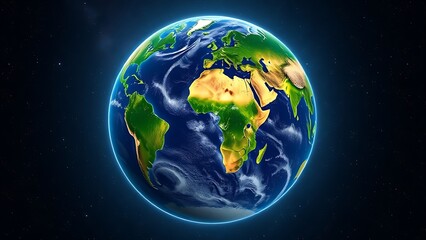 Earth globe floating in starry space, representing our planet's beauty and vastness.