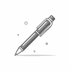 Monochrome vector icon of a ballpoint pen for writing and drawing