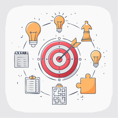 Business Strategy and Planning Icons Circle