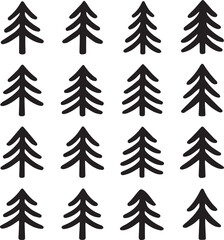 Fototapeta premium Organic uneven abstract pine tree silhouettes inspired by Scandinavian minimal design