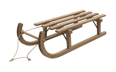 Wooden sled transparent background cutout png