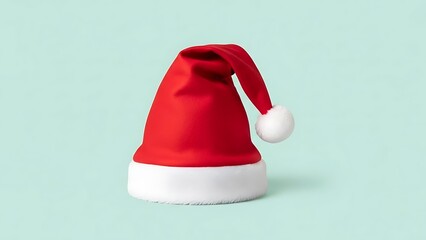 Festive Red Santa Hat on Blue