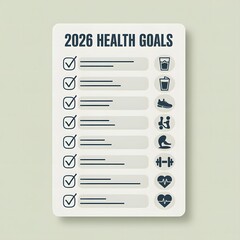 Visual of wellness plan 2026 health goals checklist with water and exercises