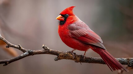 A striking red northern cardinal perched on a fence and a robin on a branch are beautiful wild songbirds of nature