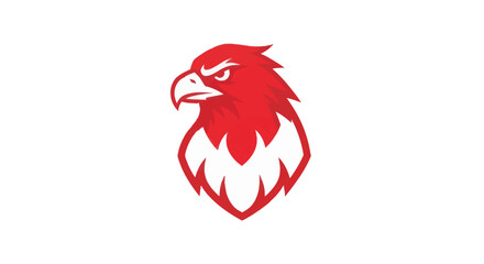 Bold red eagle head vector illustration against white background