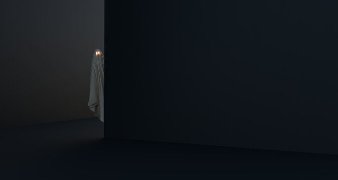 Mysterious Figure Peeking Around a Wall 